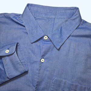 Lululemon Mens Commission Long Sleeve Shirt Blue Oxford Button Down Pocket XL?